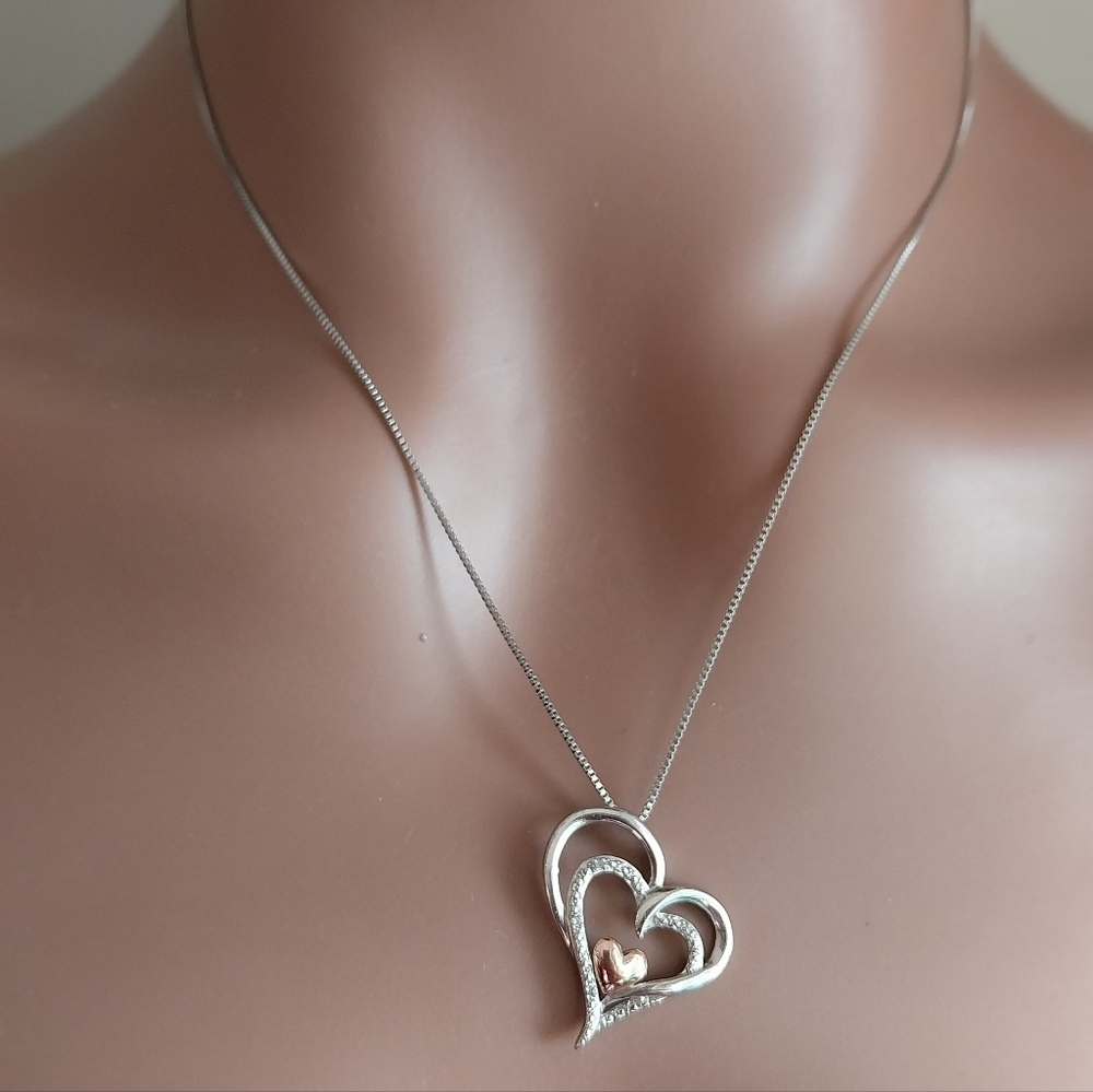 Stetling Silver Gold 14K Heart Pendant Necklace I Am Loved